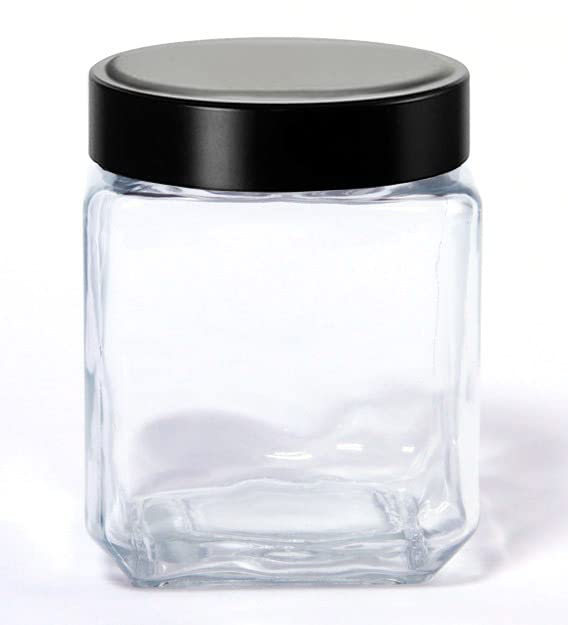 CLOUDMART Piramal Glass Square Clear Jars & Containers for Kitchen Pantry, Snacks, Masala, Honey, Pickles, Cookies, Dry Fruits,S